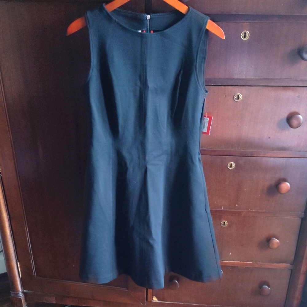 SPANX Black Perfect Fit And Flare A-Line Dress Crew Neck Sleeveles  Medium